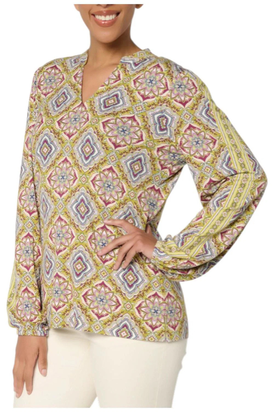 Belle Boho by Kim Gravel Women's Southern Star Border Top Citrus - Regular
